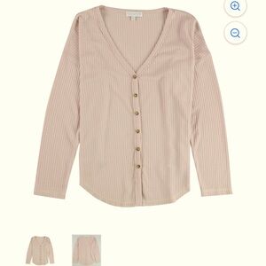 P.J. Salvage pink knit button down, also works great as a PJ top